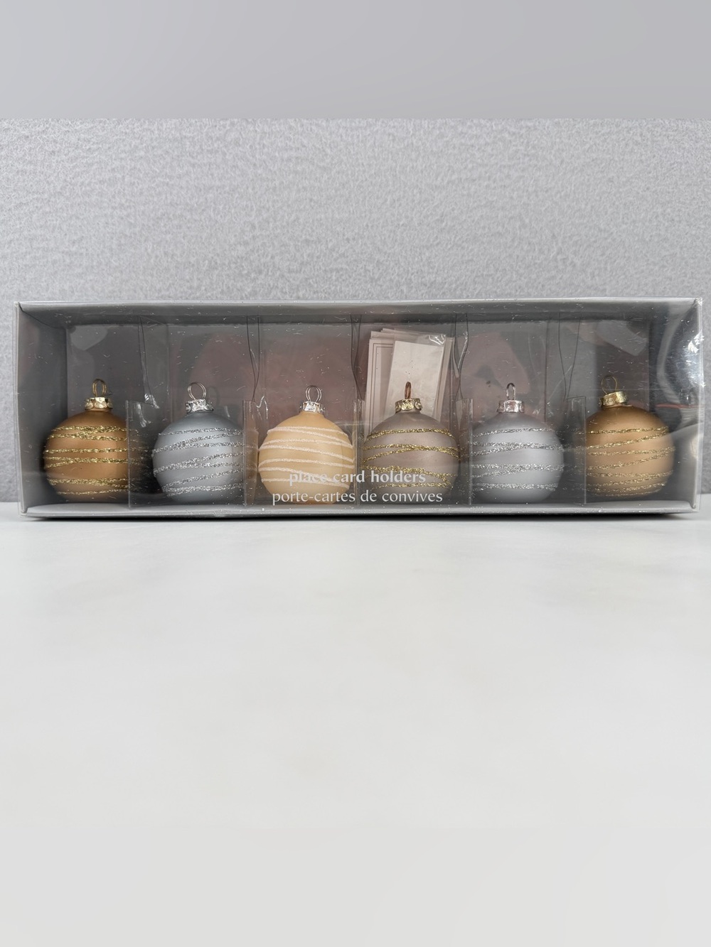 Pier 1 Imports Ornament Place Card Holders Set 6 Neutral Glitter Table Decor